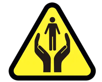 Safety Sign with Hands and Person