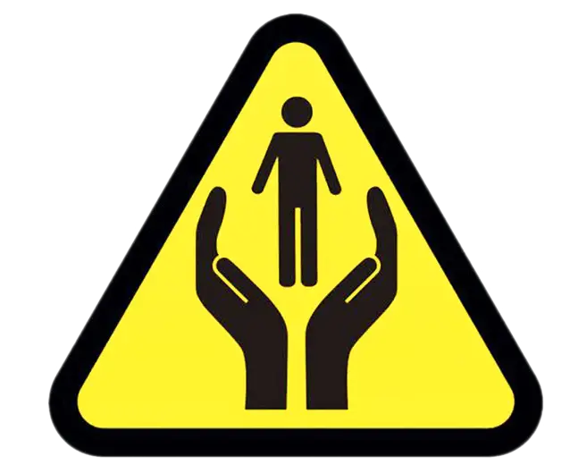 Safety Sign with Hands and Person