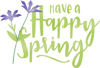 Happy Spring Text with Purple Flower