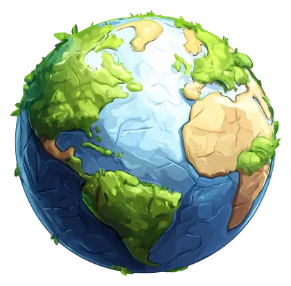 Earth with Greenery Cartoon