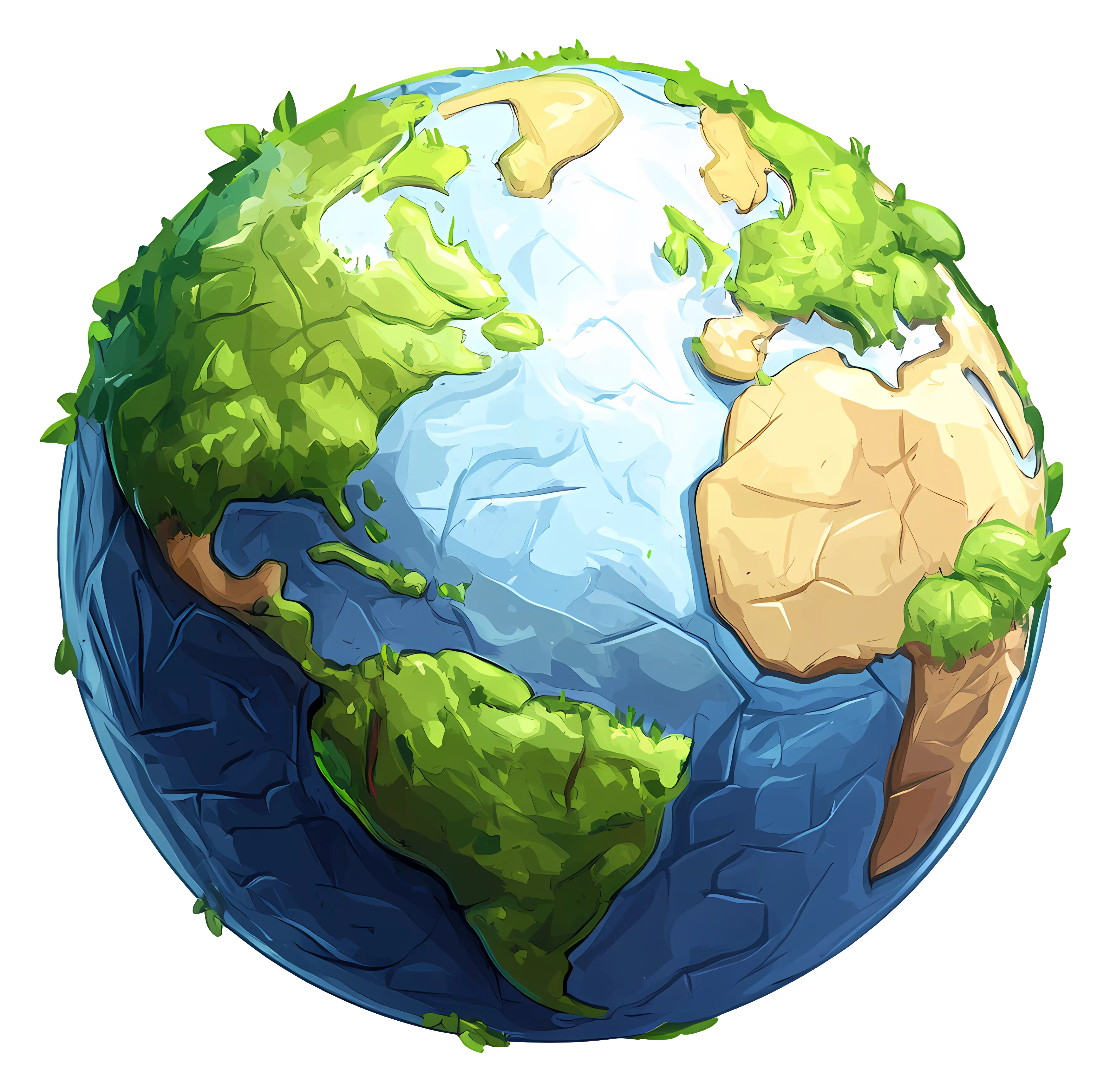 Earth with Greenery Cartoon