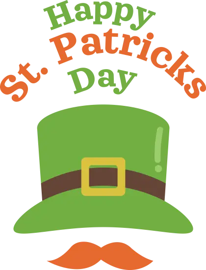 Happy St. Patrick&#039;s Day Icon with Green Hat and Mustache