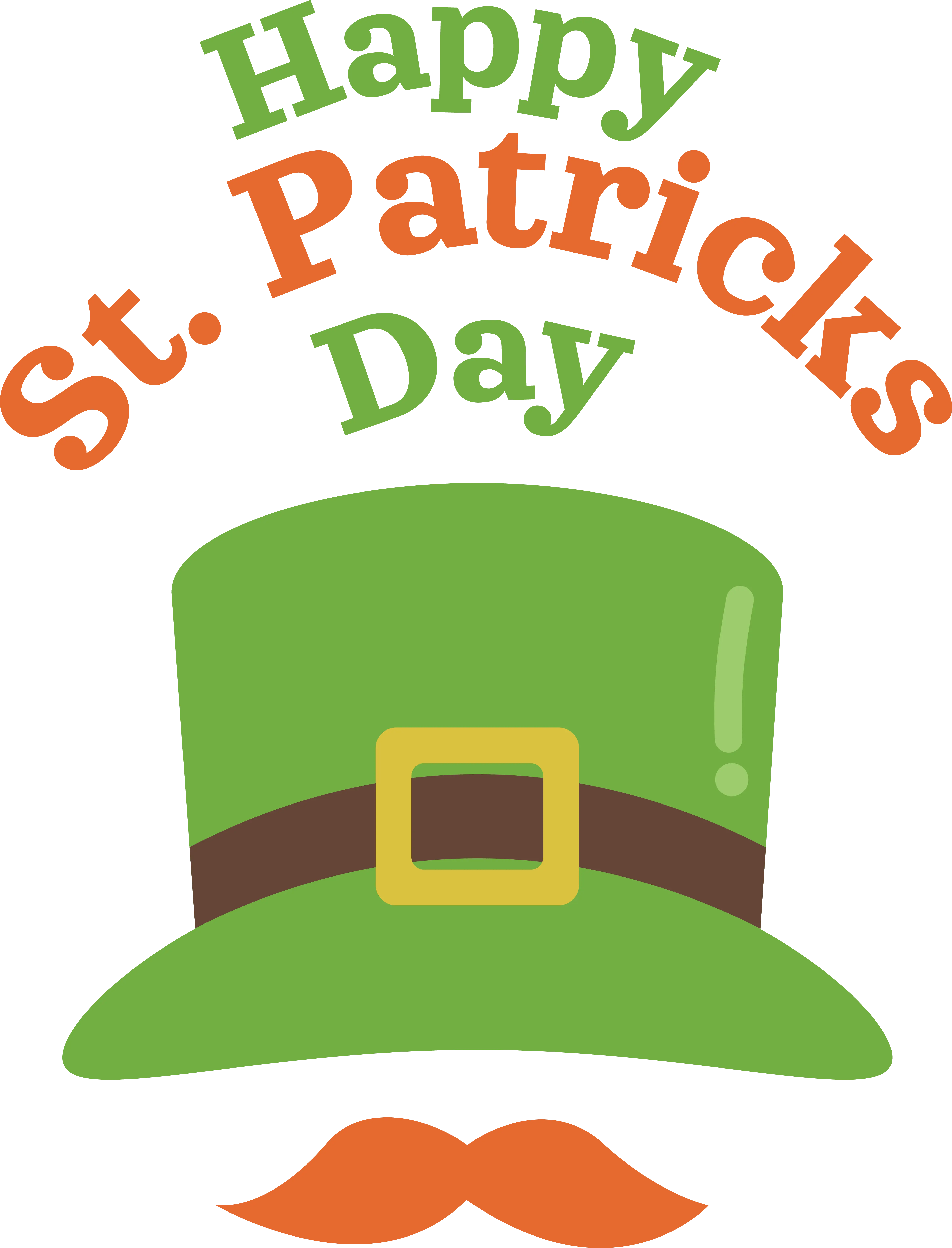 Happy St. Patrick's Day Icon with Green Hat and Mustache
