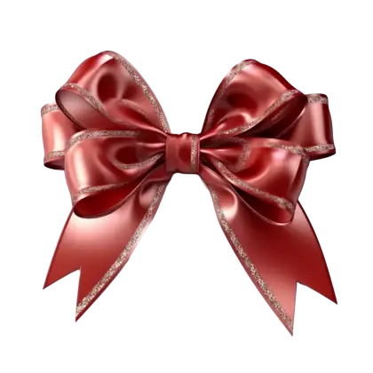 Shimmering Red Ribbon Bow with Glitter