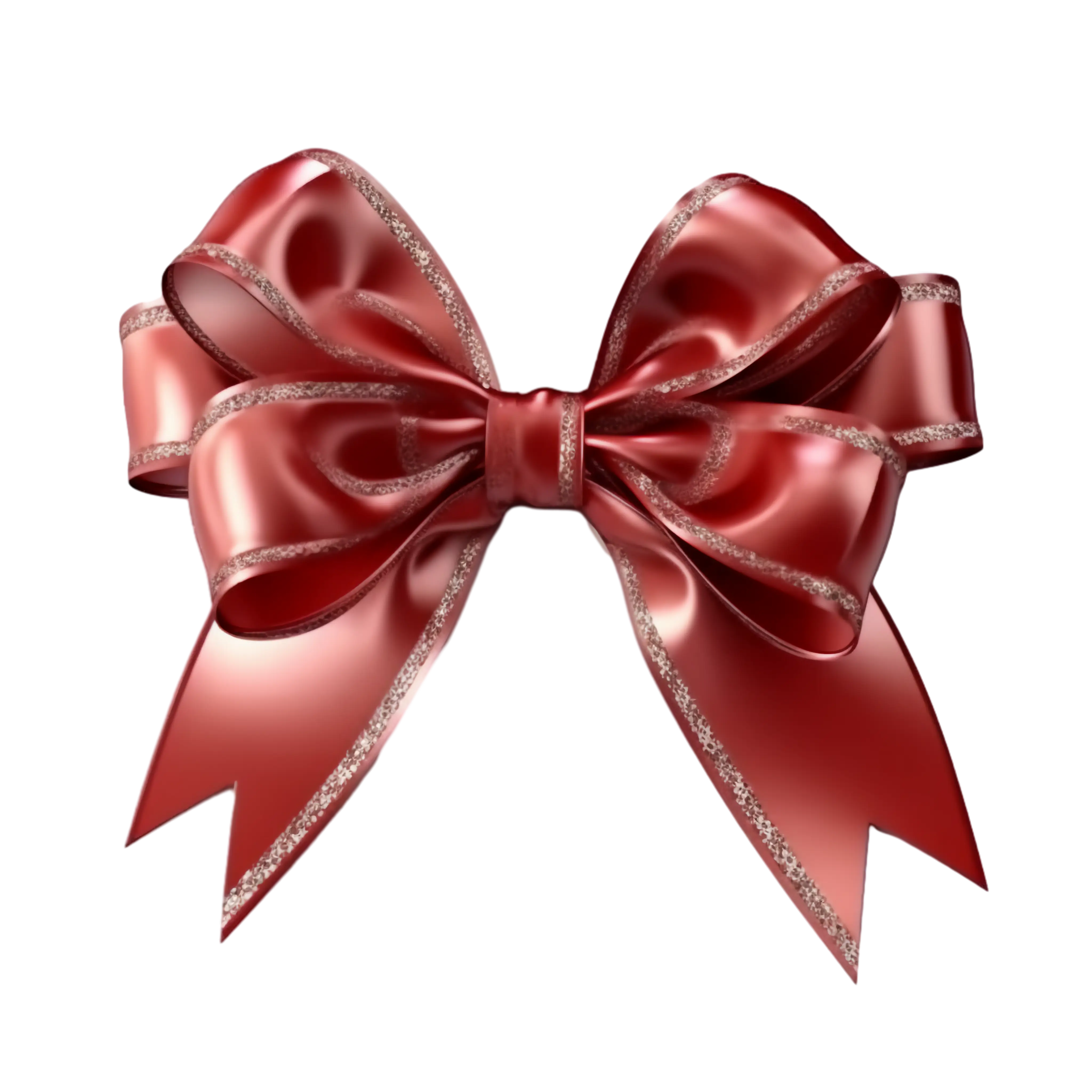 Shimmering Red Ribbon Bow with Glitter