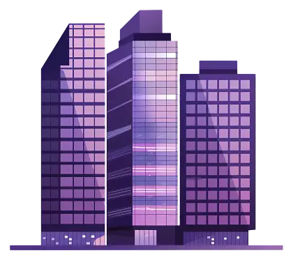 Illustration of Purple Modern Skyscrapers