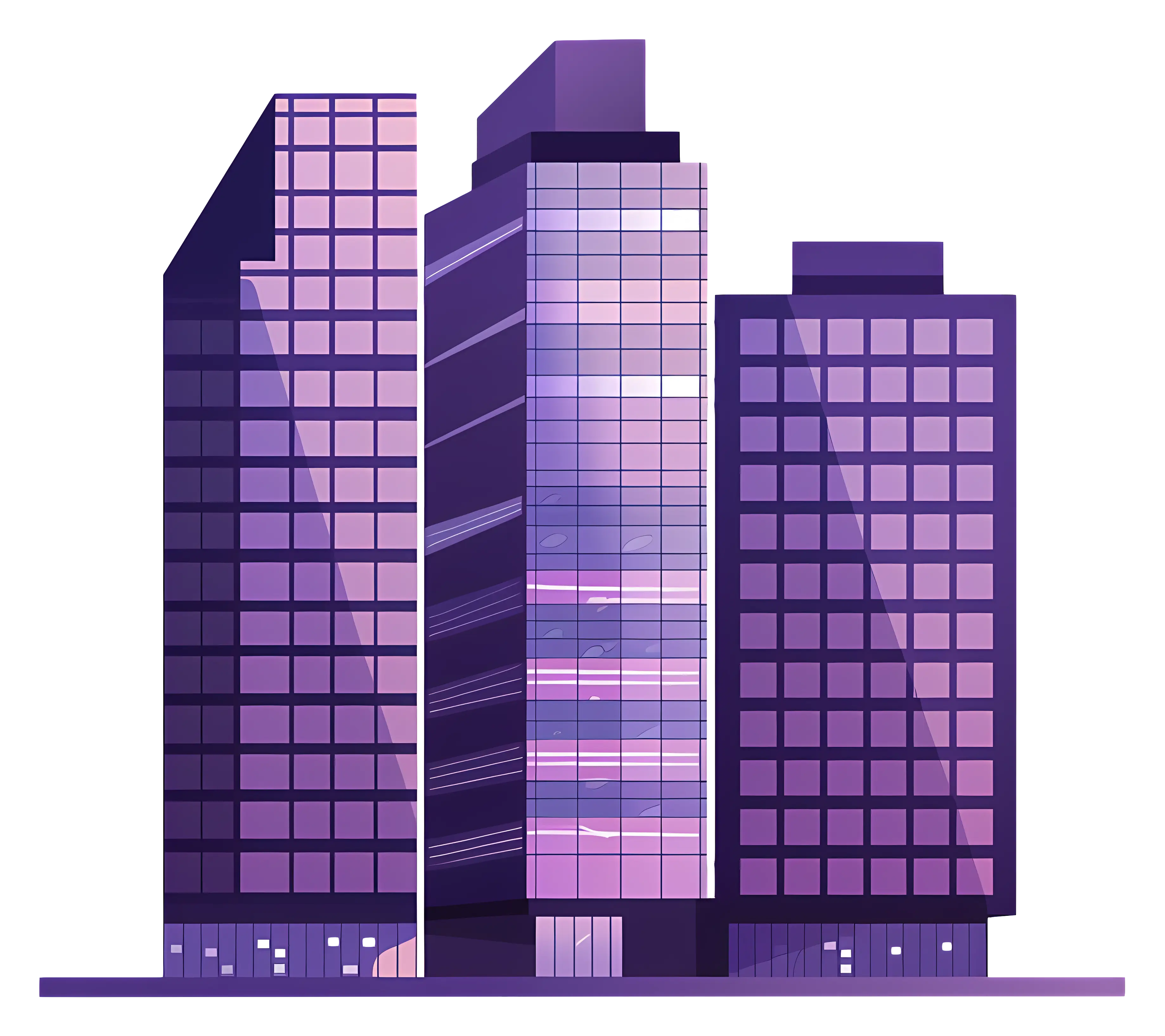 Illustration of Purple Modern Skyscrapers