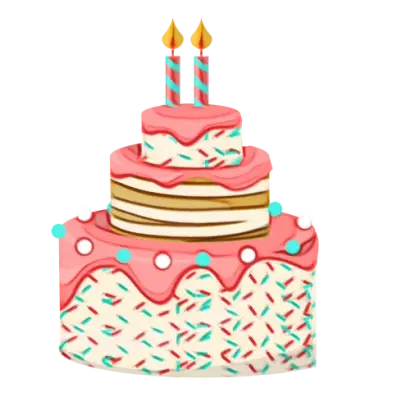 Birthday Cake with Pink Icing and Candles