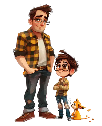 Father and Son Cartoon Characters