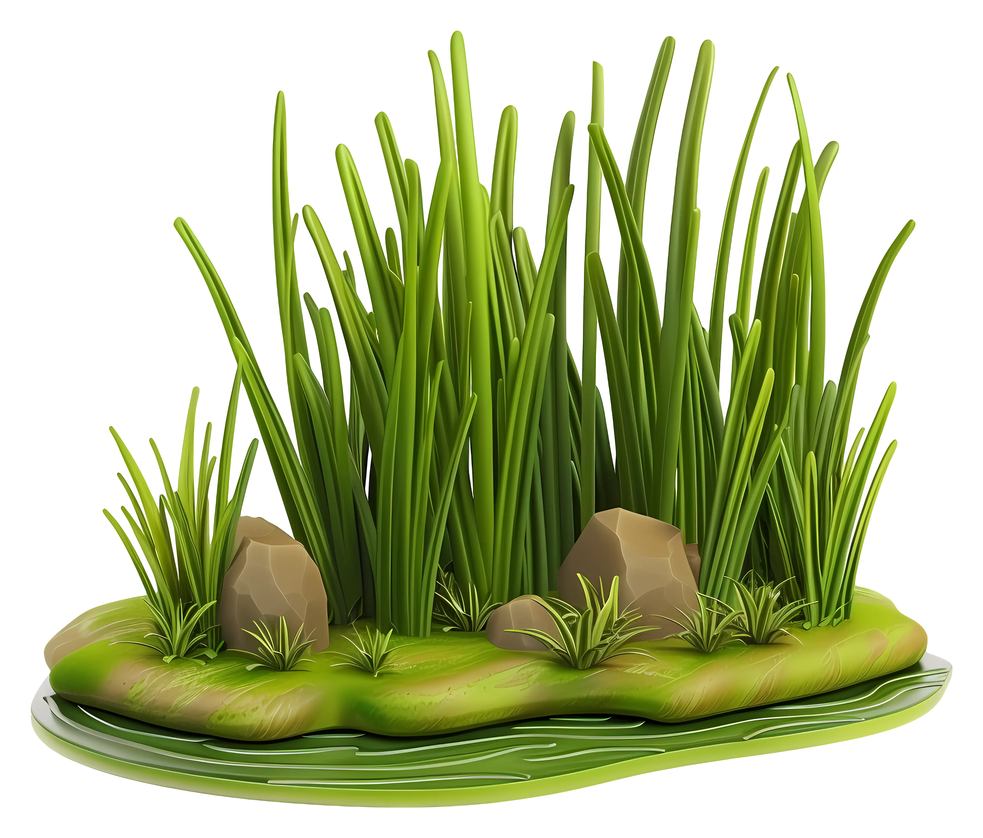Green Grass with Rocks in Nature