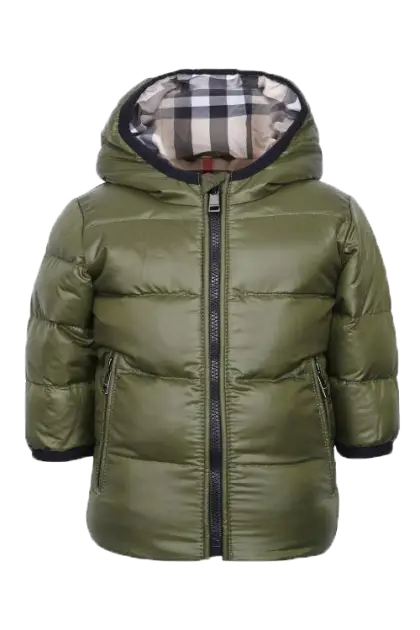 Green Puffer Jacket with Hood