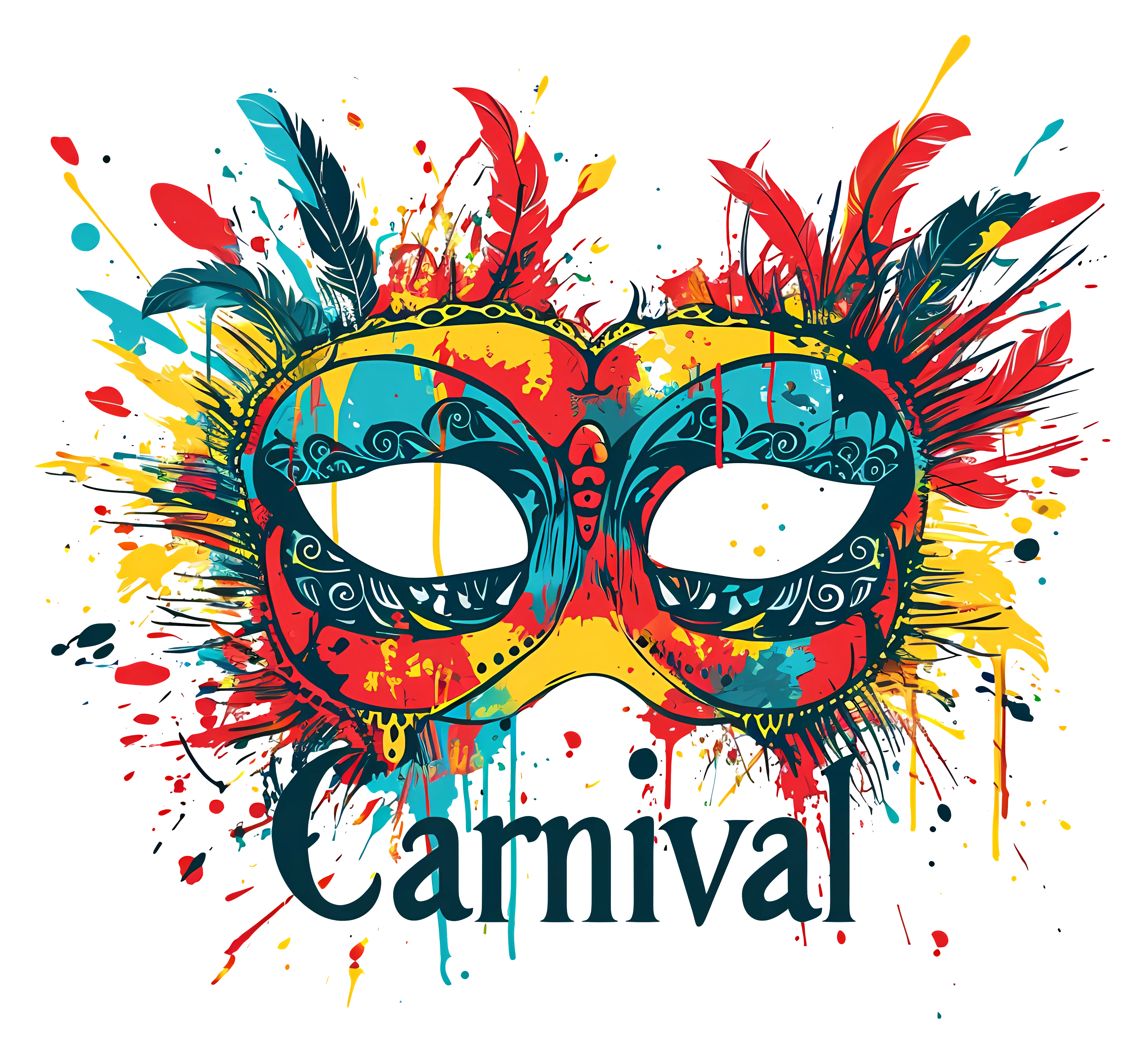 Colorful Carnival Mask with Feathers