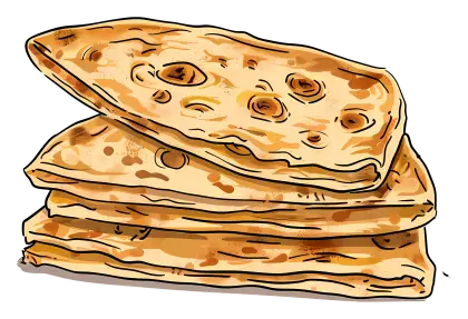 Stack of Golden Flatbreads Illustration