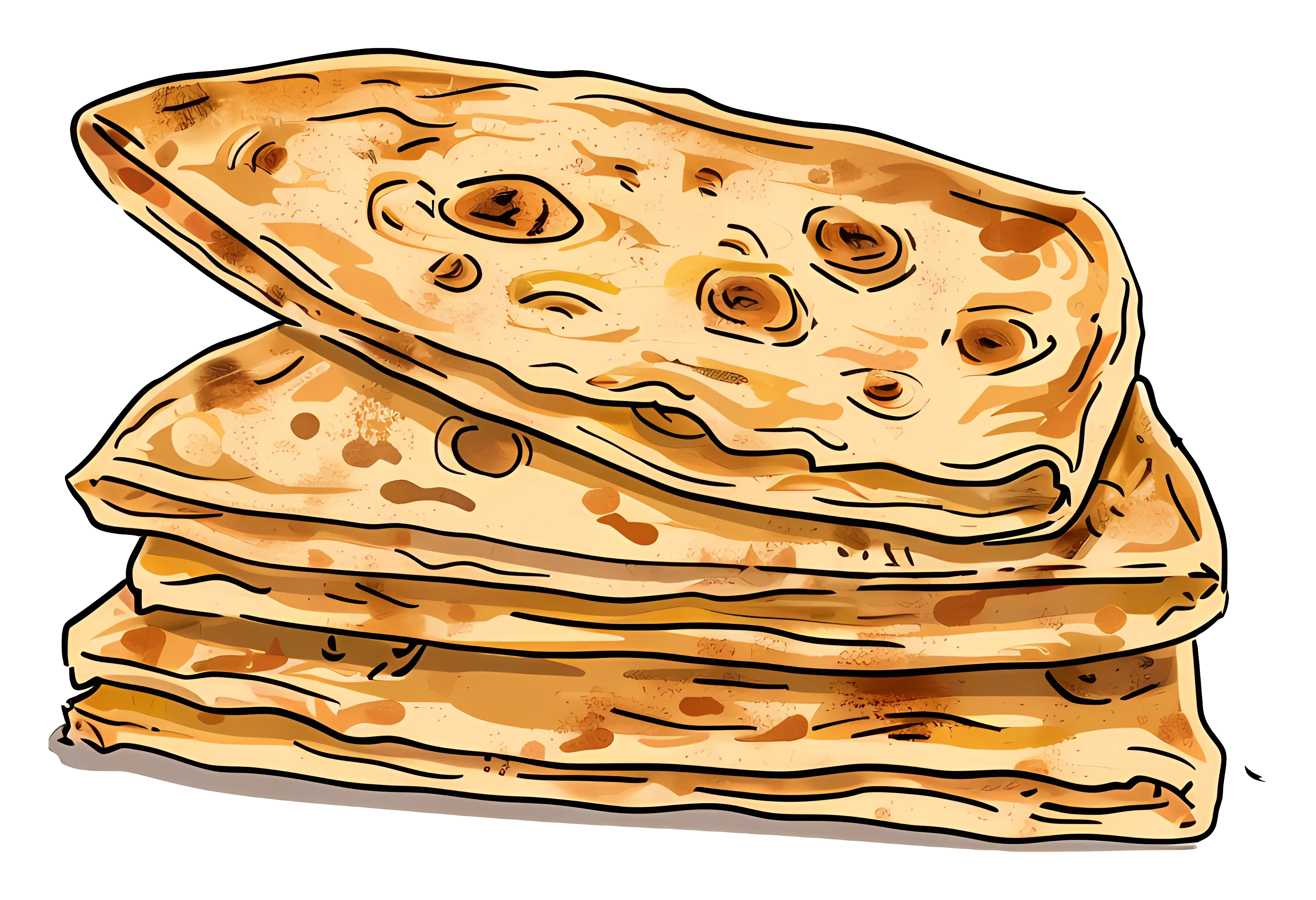 Stack of Golden Flatbreads Illustration