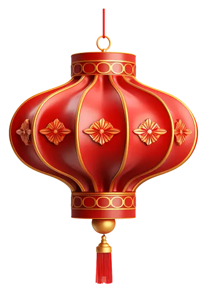 Red Chinese Lantern with Golden Accents
