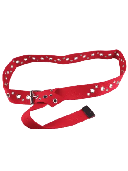 Red Belt with Metal Rings