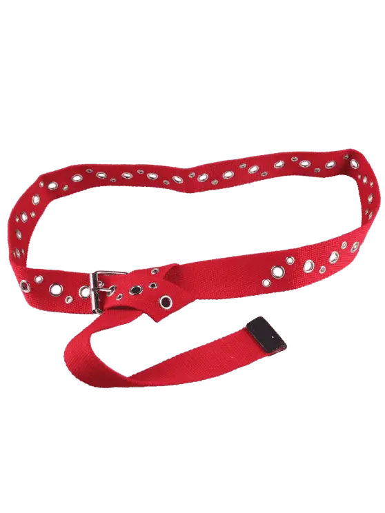 Red Belt with Metal Rings