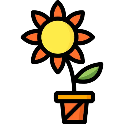 Potted Sunflower Illustration