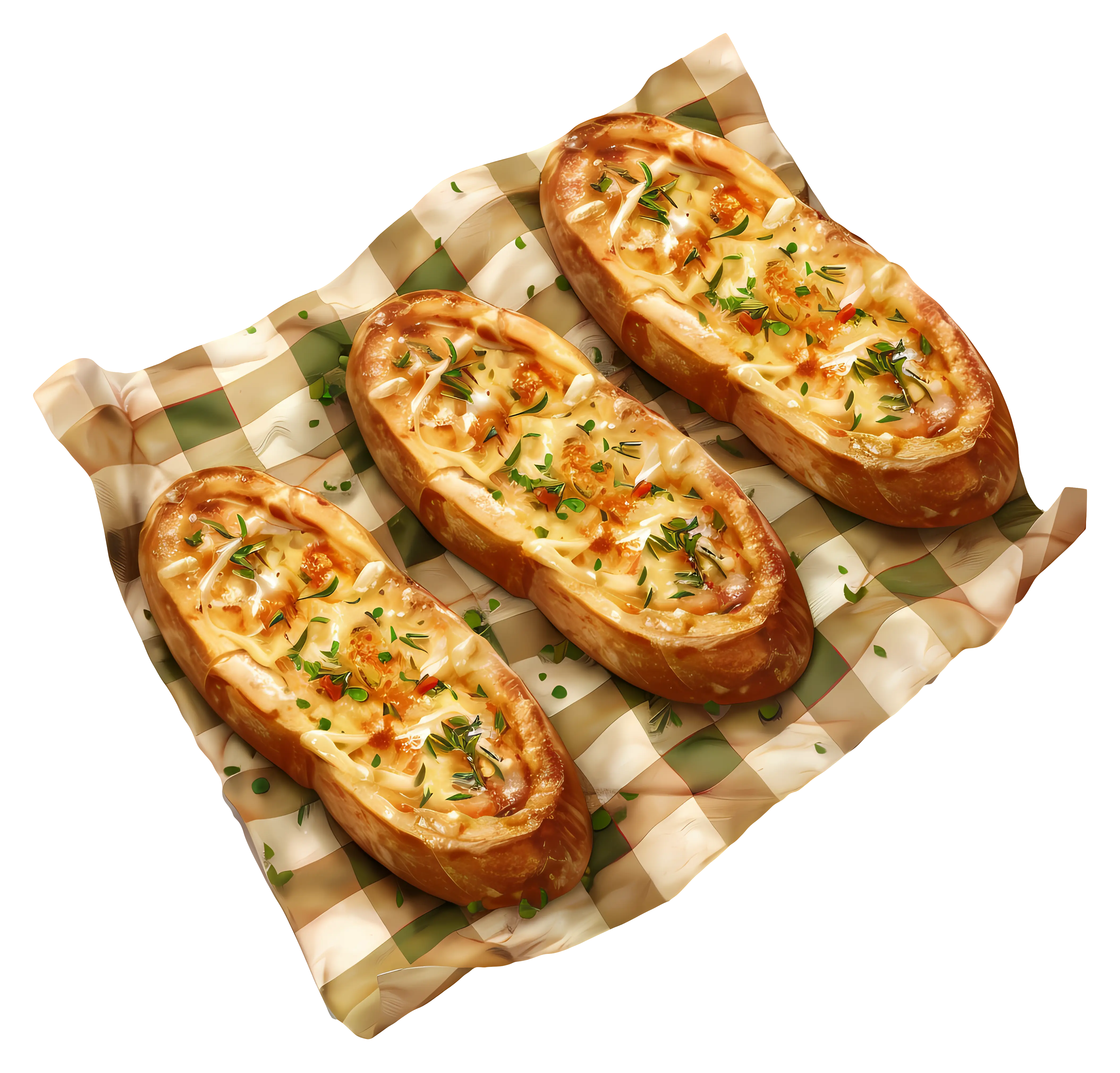 Cheese Breads on a Plaid Cloth