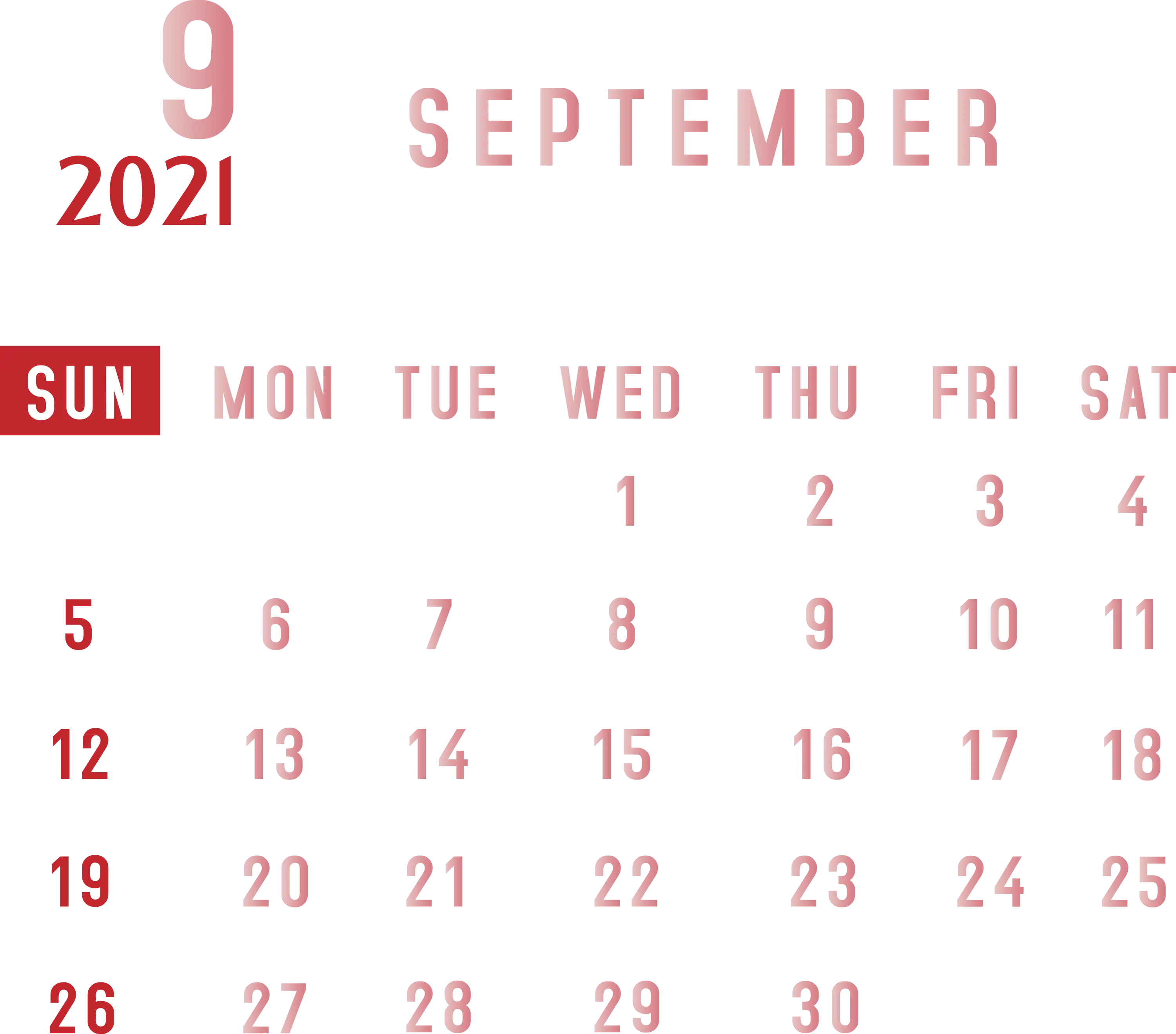 September 2021 Calendar