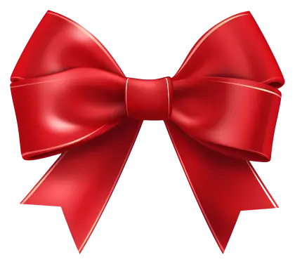 Realistic red ribbon bow for gifts and decoration