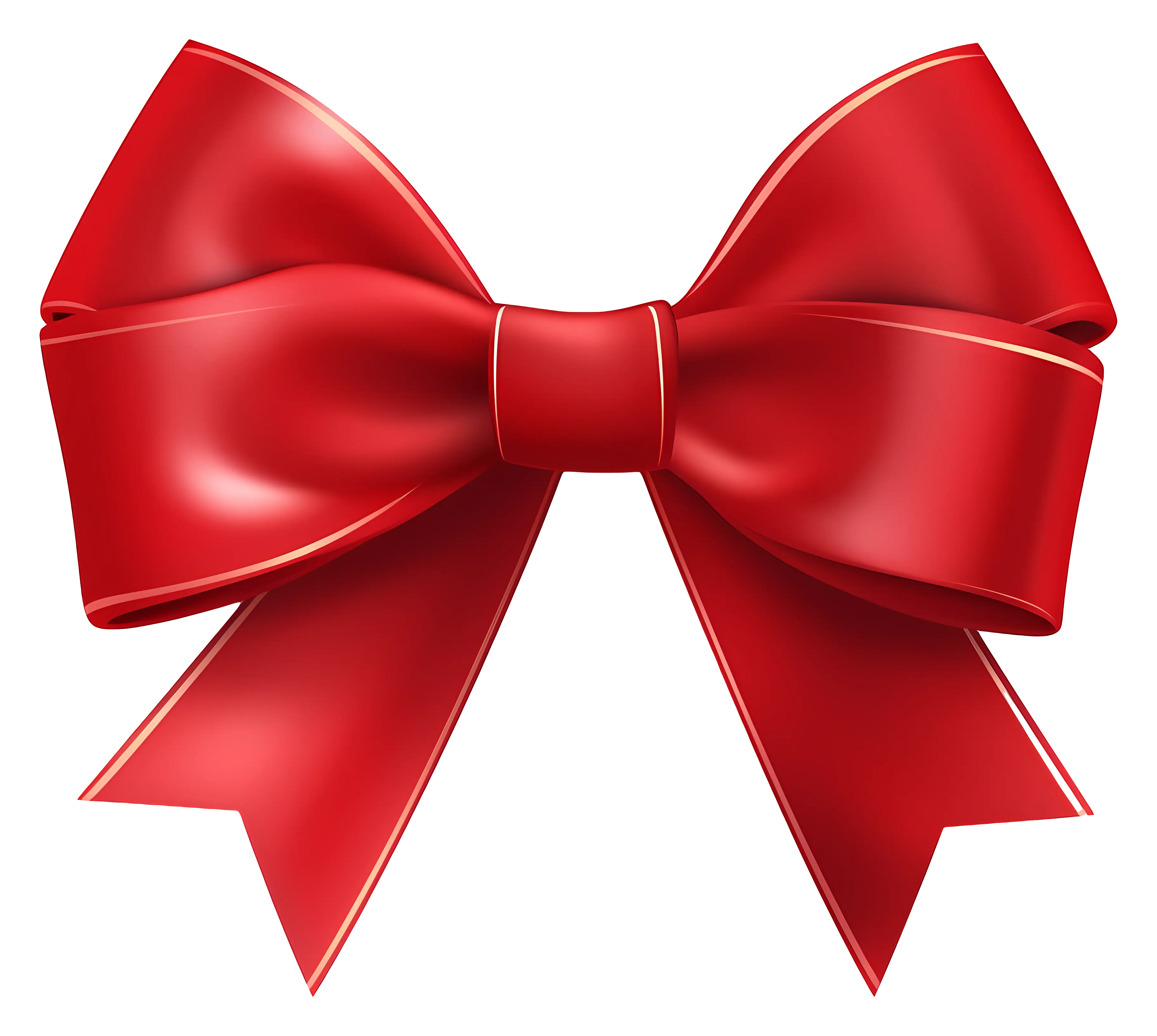 Realistic red ribbon bow for gifts and decoration
