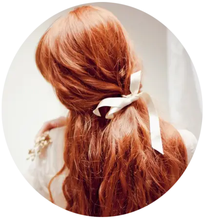 Red Hair with Ribbon Hairstyle