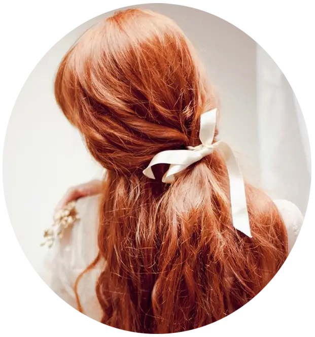 Red Hair with Ribbon Hairstyle