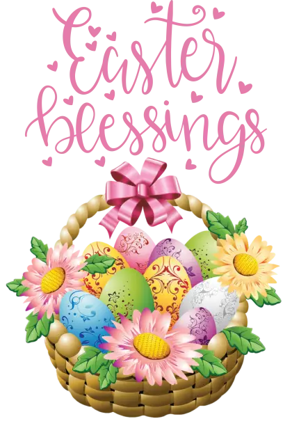 Easter Blessings with Colorful Egg Basket