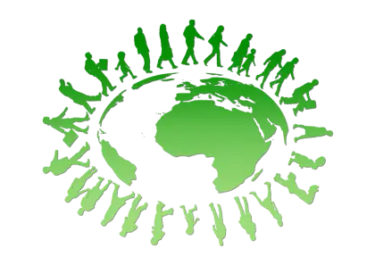 Green Globe and People Silhouette Design