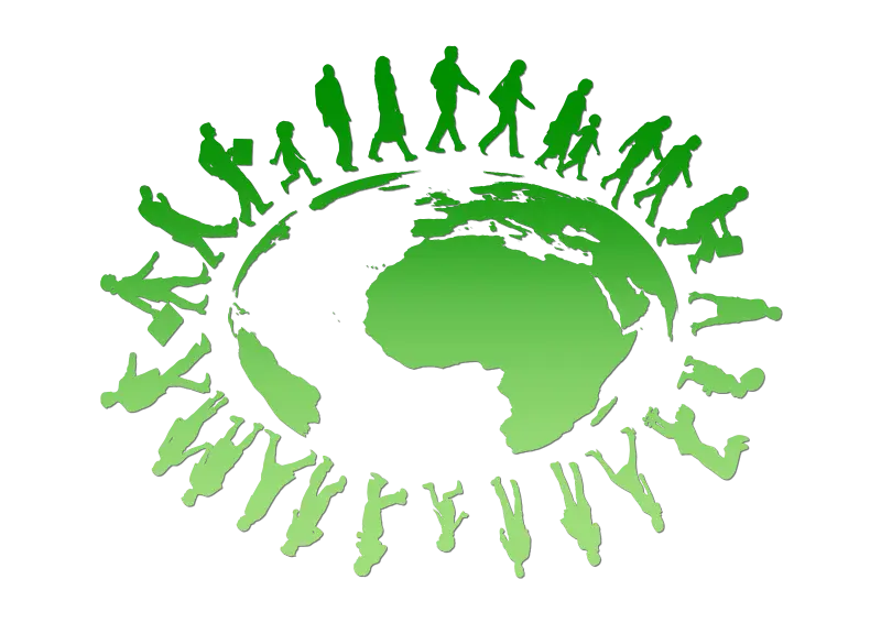 Green Globe and People Silhouette Design