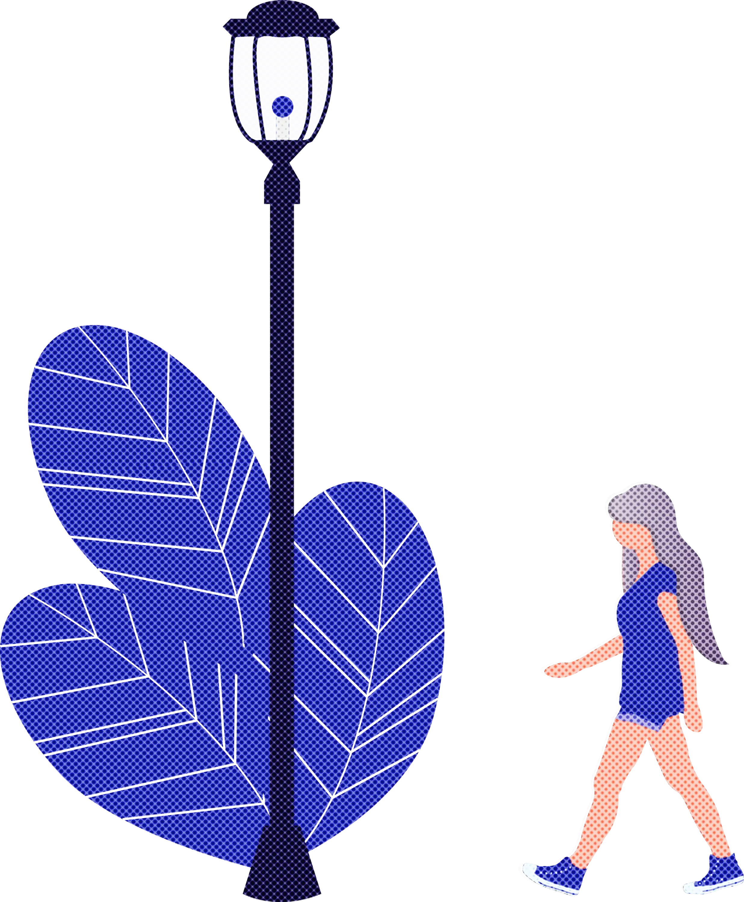 Abstract Street Light and Walking Woman Illustration
