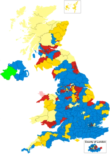 Political Map of the UK with Color-coded Regions
