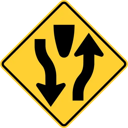 Traffic Sign with Diverging Arrows