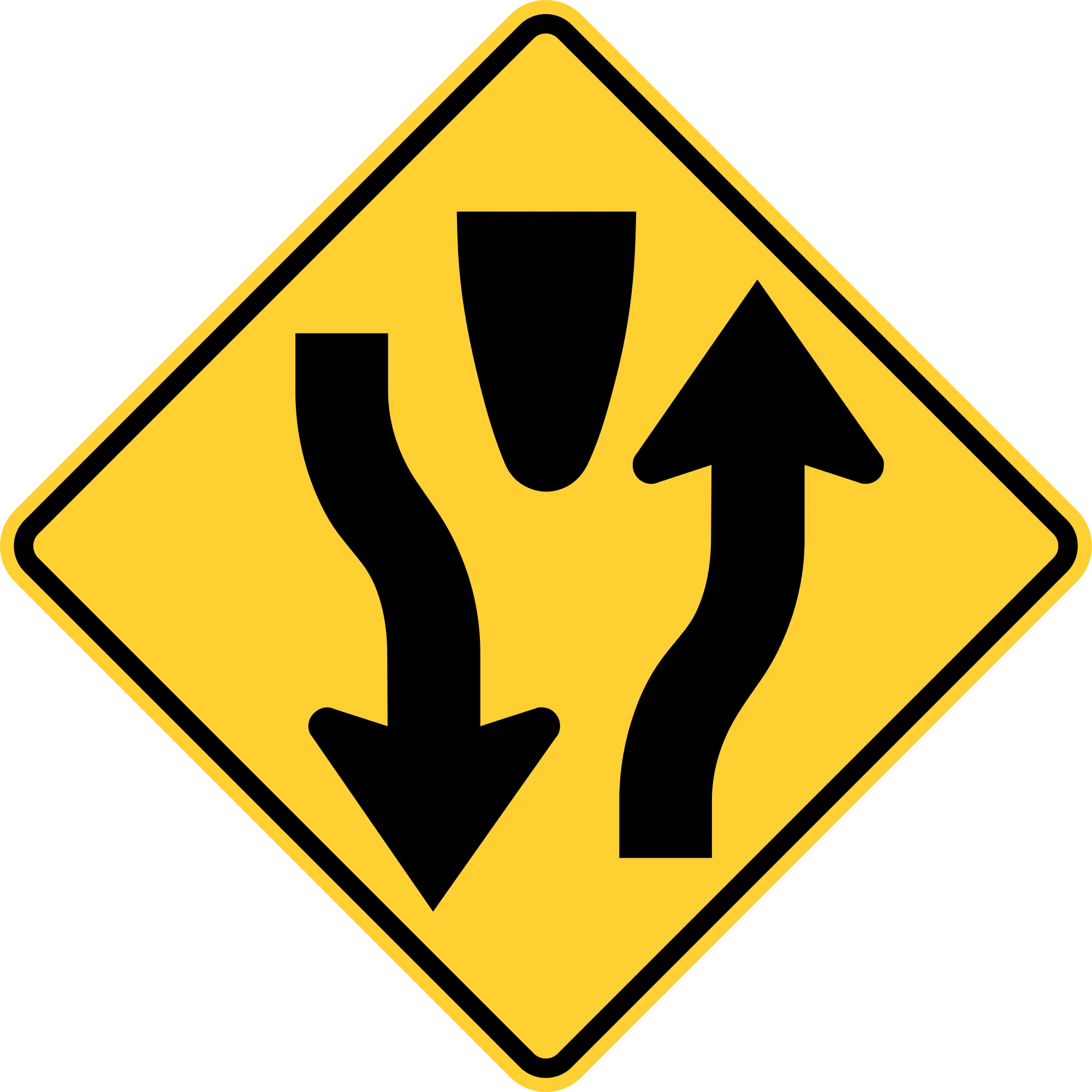 Traffic Sign with Diverging Arrows
