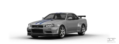 High-Performance Sports Car with Blue Racing Stripes
