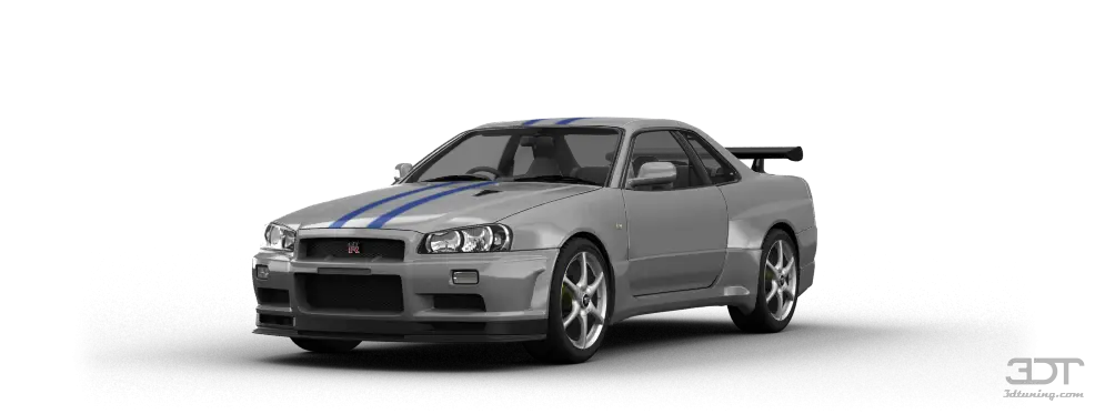 High-Performance Sports Car with Blue Racing Stripes