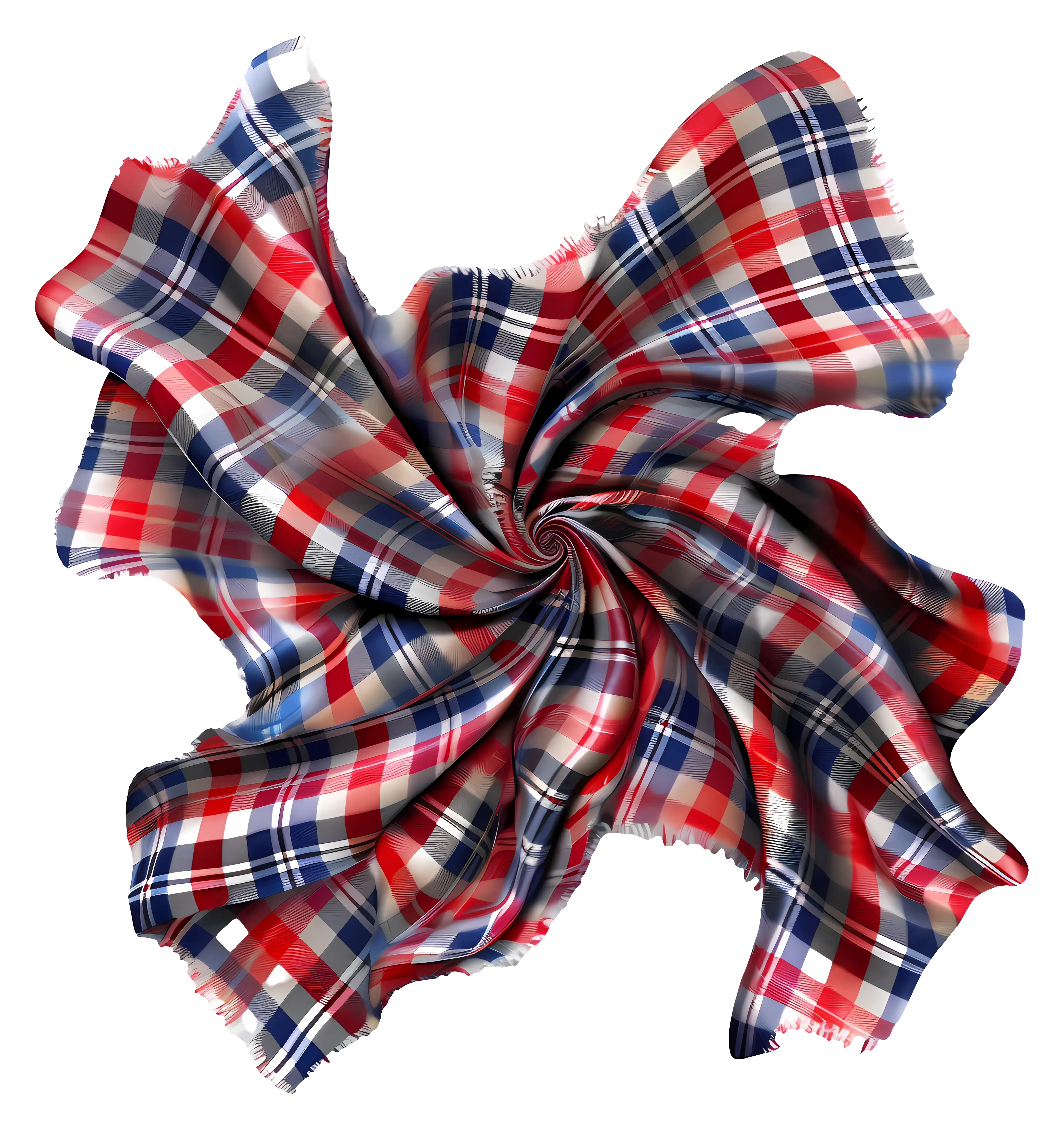 Red and Blue Checkered Fabric Twirl Design