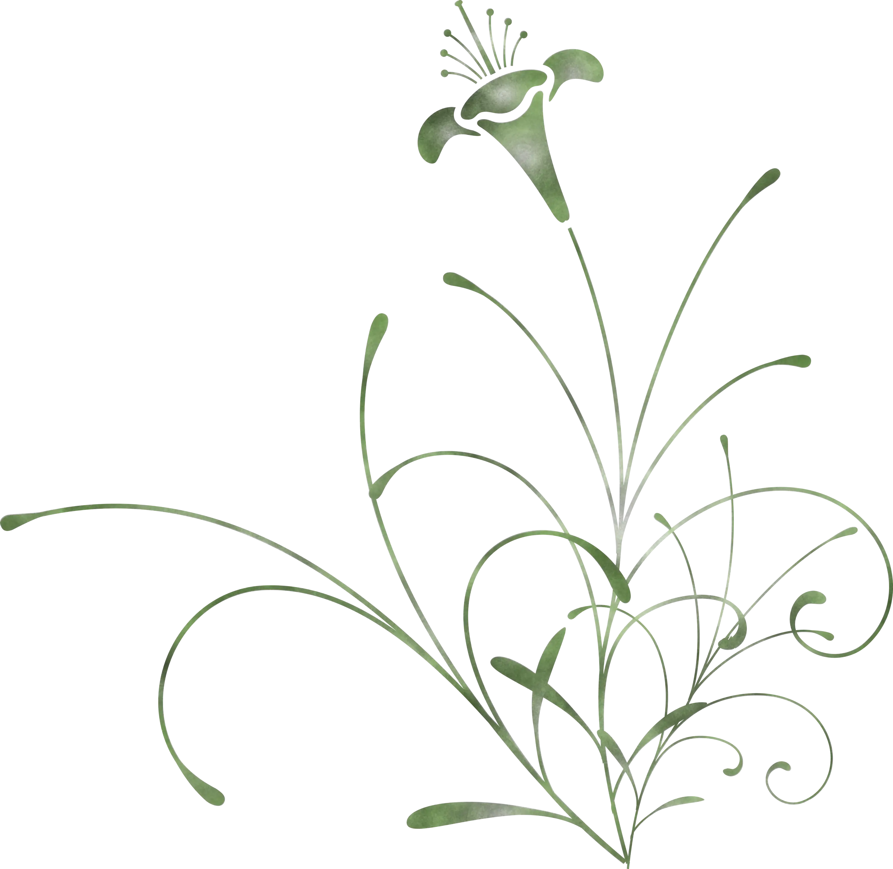 Stylized Green Botanical Swirl Design