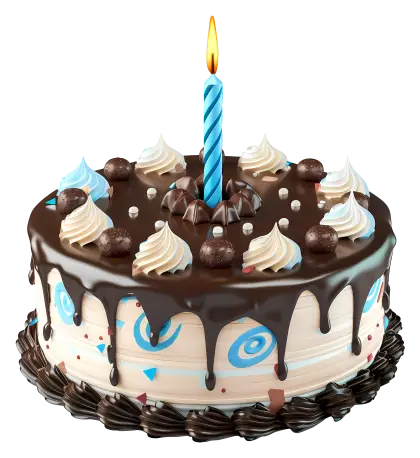 Chocolate Birthday Cake with Lit Candle