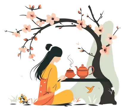 Traditional Tea Ceremony under Cherry Blossoms