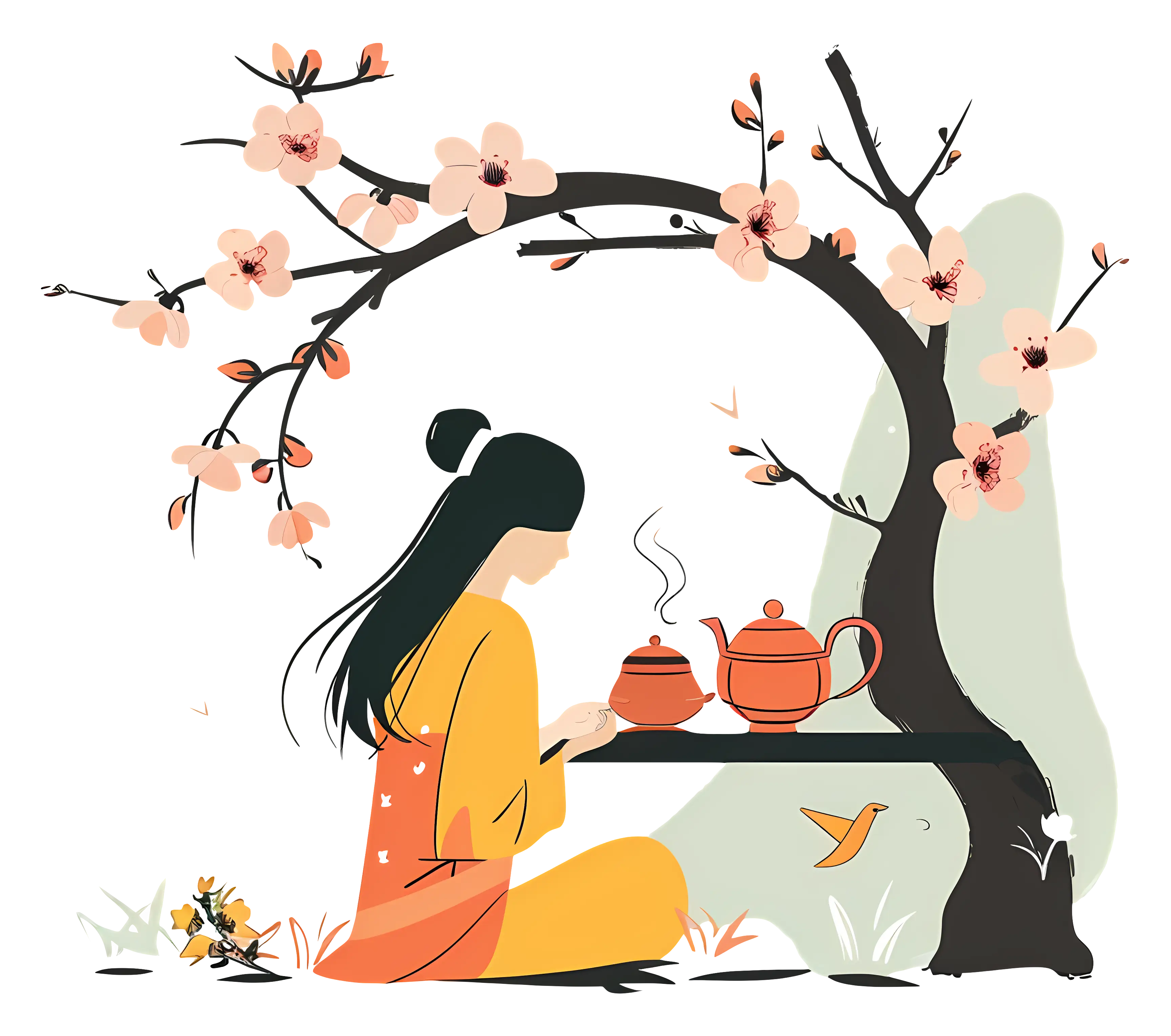 Traditional Tea Ceremony under Cherry Blossoms