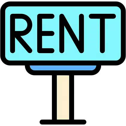 Blue Rent Sign for Property Advertisement