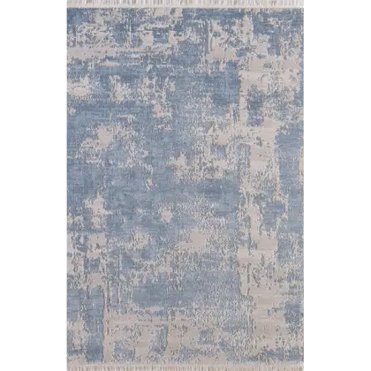 Blue and Beige Textured Rug
