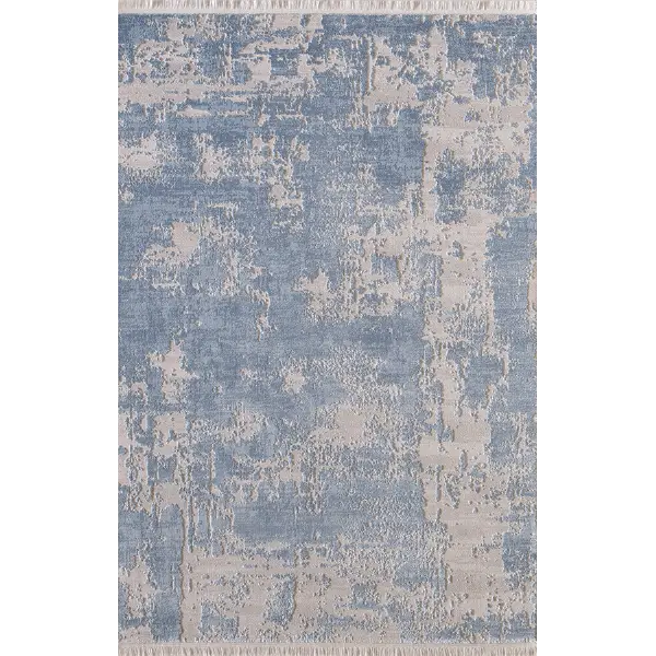 Blue and Beige Textured Rug