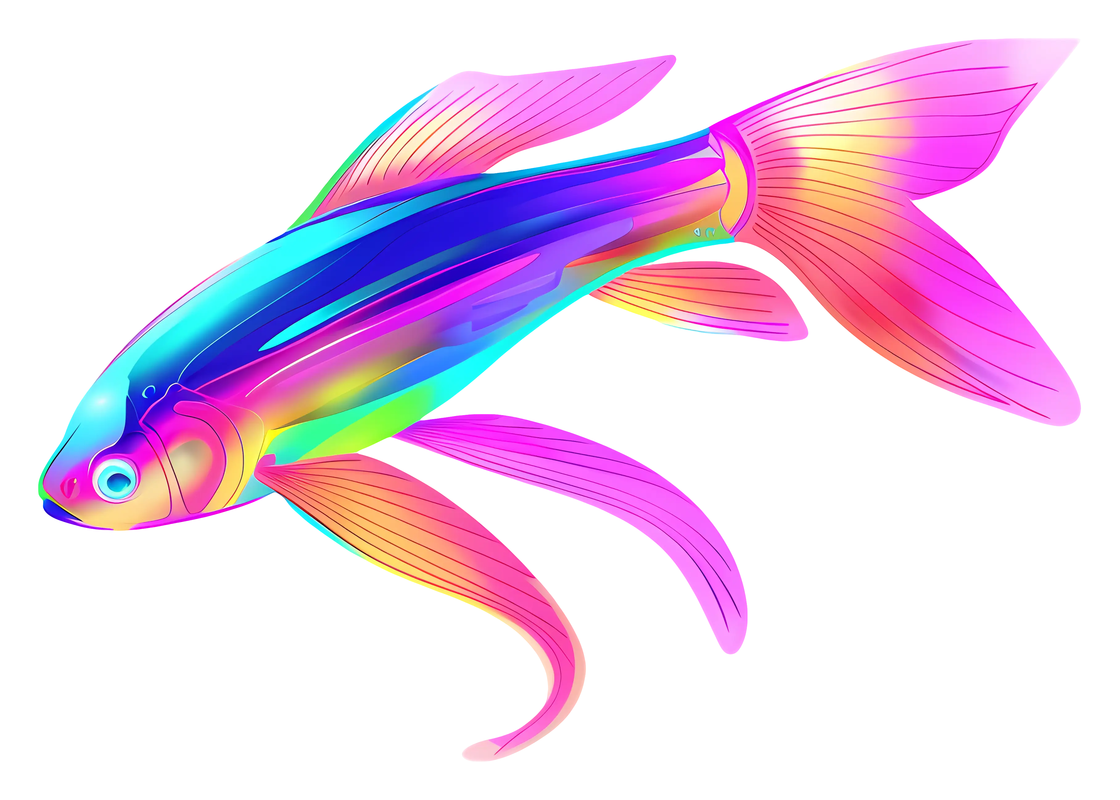 Colorful Fish Artwork with Neon Hues