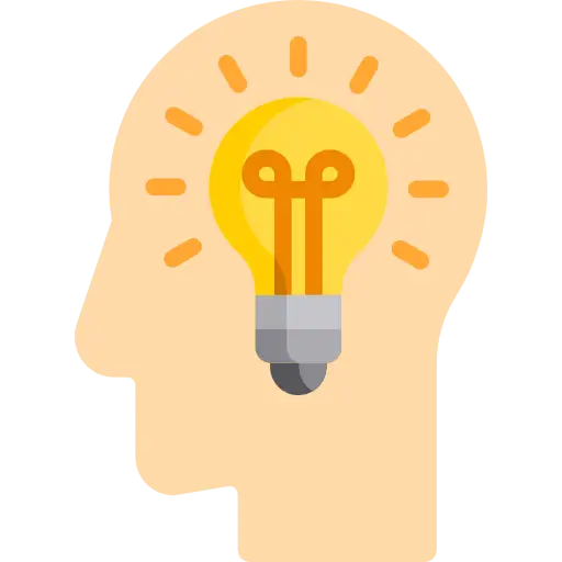 Head with Light Bulb for Creativity Concept