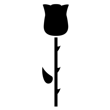 Rose Silhouette with Stem and Petal
