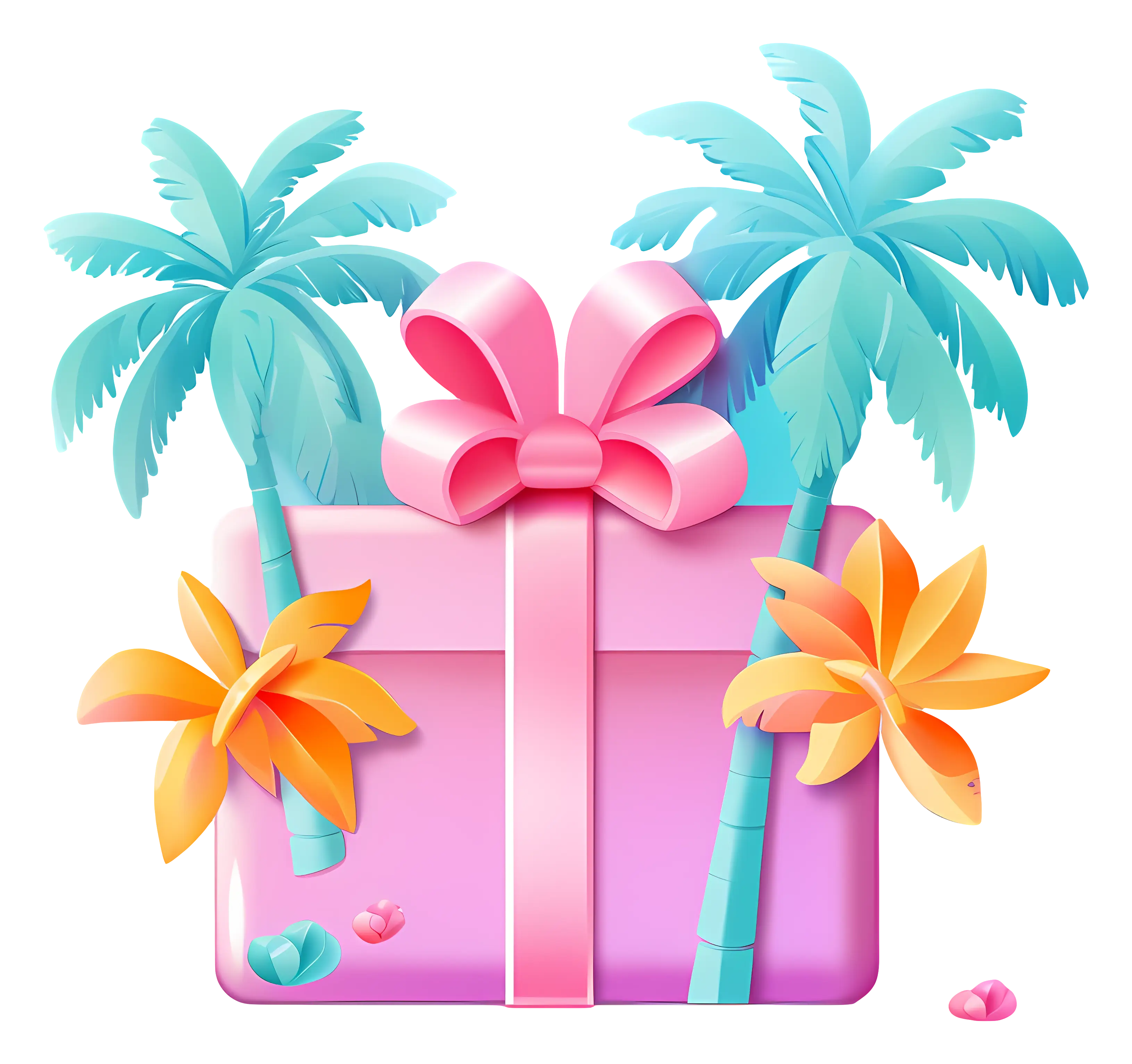 Gift Box with Palm Trees