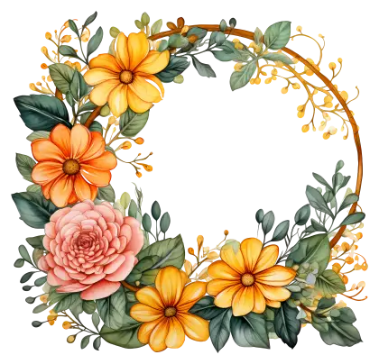 Floral Wreath with Yellow and Pink Flowers